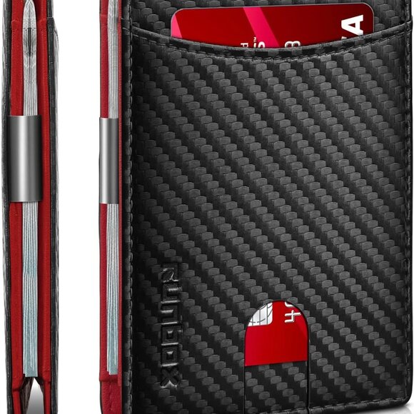 Elegant Vegan Leather Slim Wallet with RFID Security & Money Clip - Perfect Gift - Picture 1 of 7
